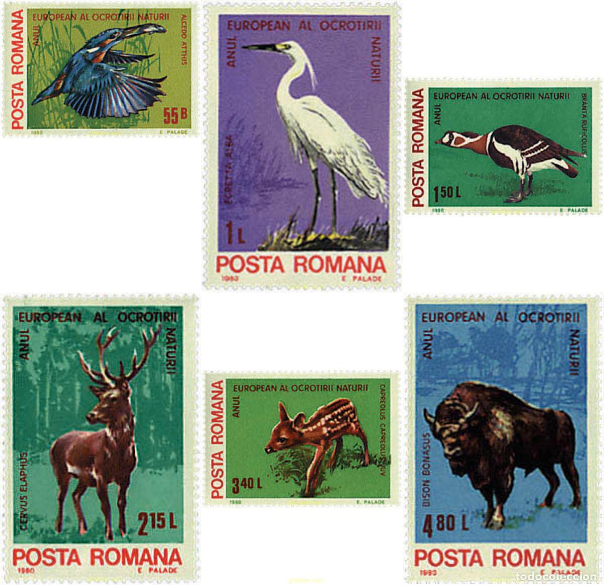 Sellos: 62011 MNH RUMANIA 1980 A&Ntilde;O EUROPEO PARA LA PROTECCION DE LA NATURALEZA