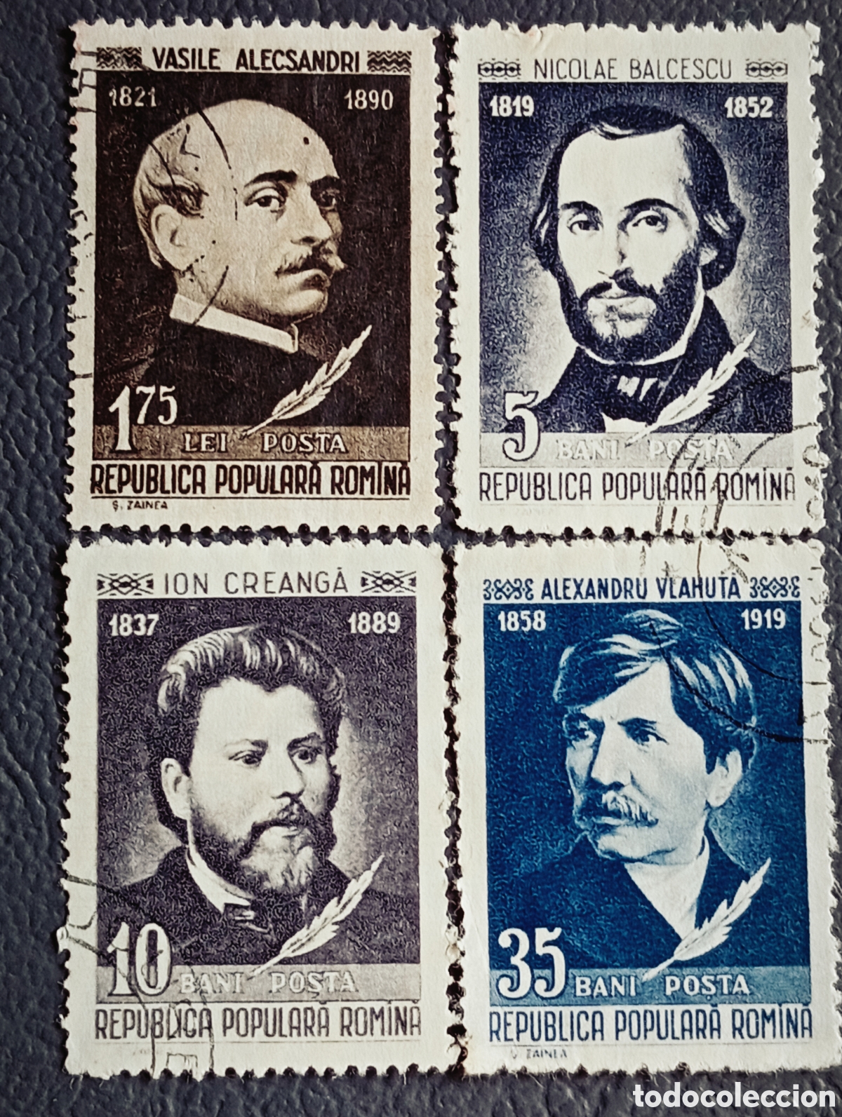 Sellos: RUMAN&Iacute;A 1958-59 &middot; &rdquo;Escritores Rumanos&rdquo; &middot; Alecsandri &middot; Bălcescu &middot; Creangă &middot; Vlahuță &middot; Serie Completa