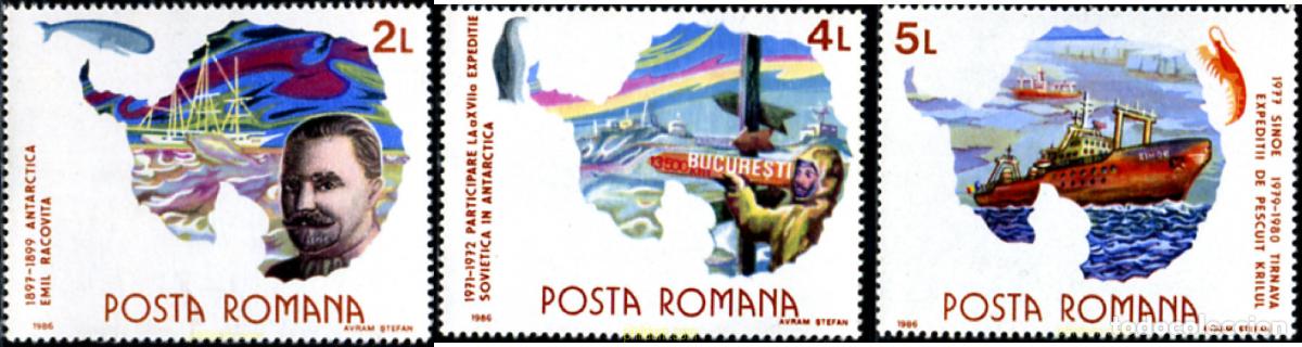 Sellos: 371086 MNH RUMANIA 1986 EXPLORADORES POLARES RUMANOS