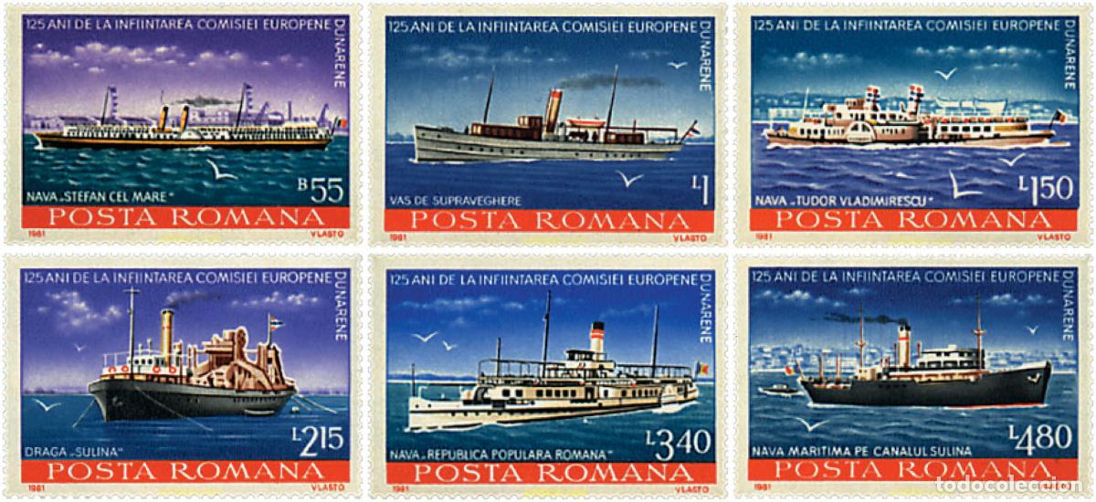 Sellos: 62034 MNH RUMANIA 1981 125 ANIVERSARIO DE LA COMISION EUROPEA DEL DANUBIO