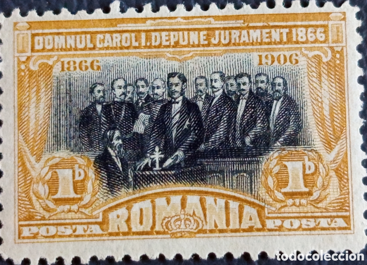 Timbres: Ruman&iacute;a 1906 Juramento Carol I 40 Aniversario 1L naranja Scott 183 MH