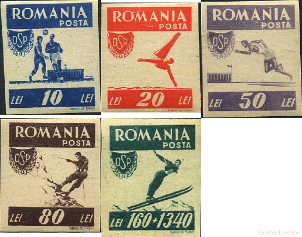 Stamps: 280982 HINGED RUMANIA 1946 A BENEFICIO DE LA ORGANIZACION DEL DEPORTE POPULAR.