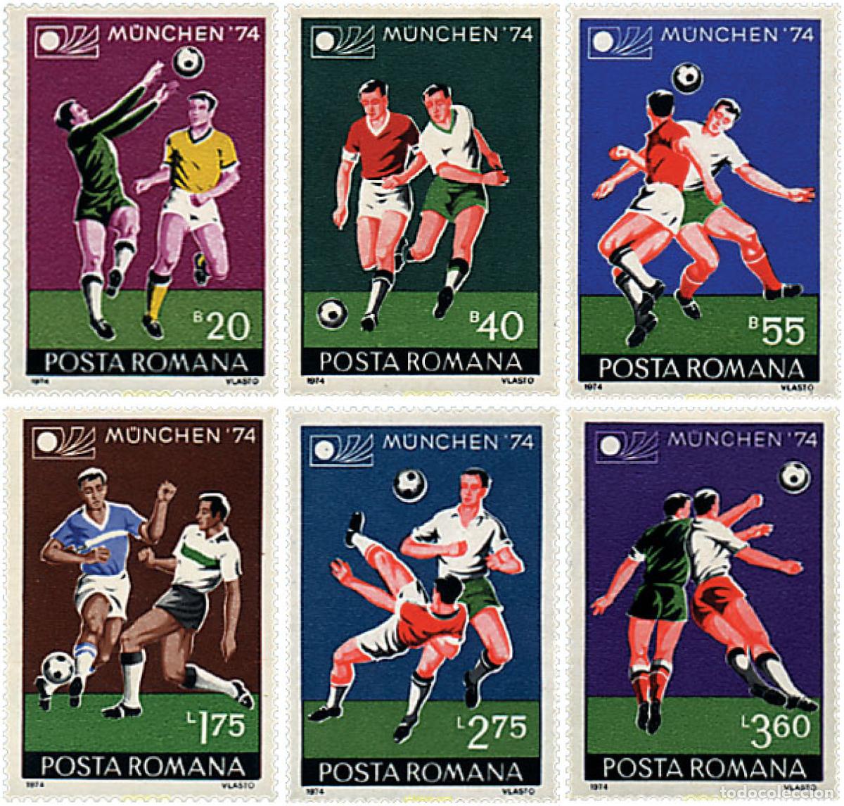 Sellos: 61971 MNH RUMANIA 1974 COPA DEL MUNDO DE FUTBOL. MUNICH-74