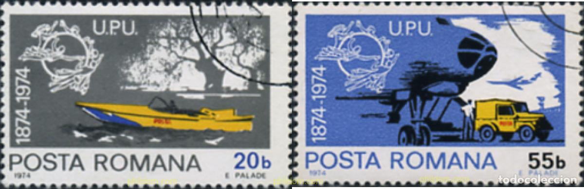 Sellos: 370623 USED RUMANIA 1974 CENTENARIO DE LA UNION POSTAL UNIVERSAL