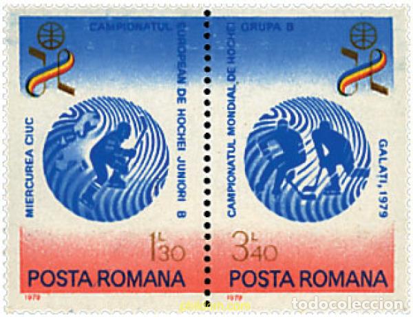 Sellos: 6658 MNH RUMANIA 1979 CAMPEONATOS DE EUROPA JUVENILES Y CAMPEONATOS DEL MUNDO DE HOCKEY SOBRE HIELO