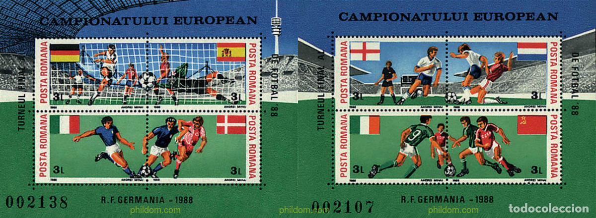 Sellos: 62345 MNH RUMANIA 1988 CAMPEONATOS DE EUROPA DE FUTBOL