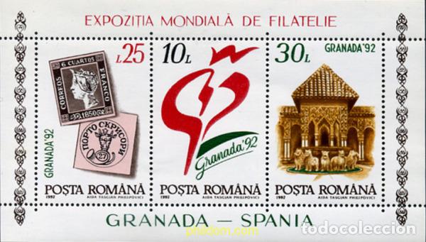 Sellos: 30524 MNH RUMANIA 1992 GRANADA 92. EXPOSICION FILATELICA INTERNACIONAL