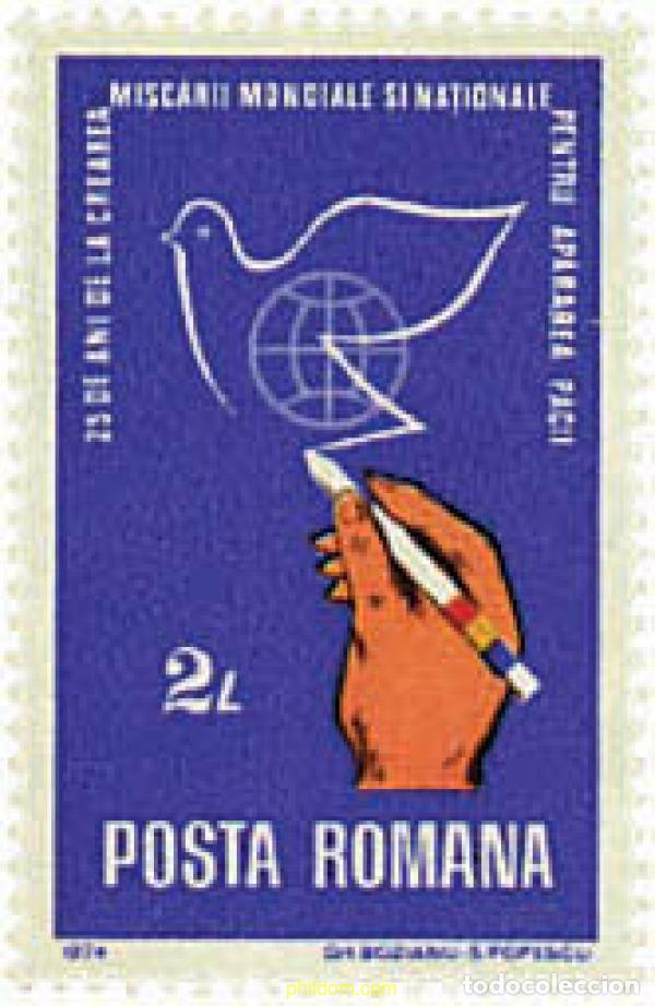 Sellos: 35764 MNH RUMANIA 1974 25 ANIVERSARIO DEL MOVIMIENTO MUNDIAL Y NACIONAL POR LA PAZ