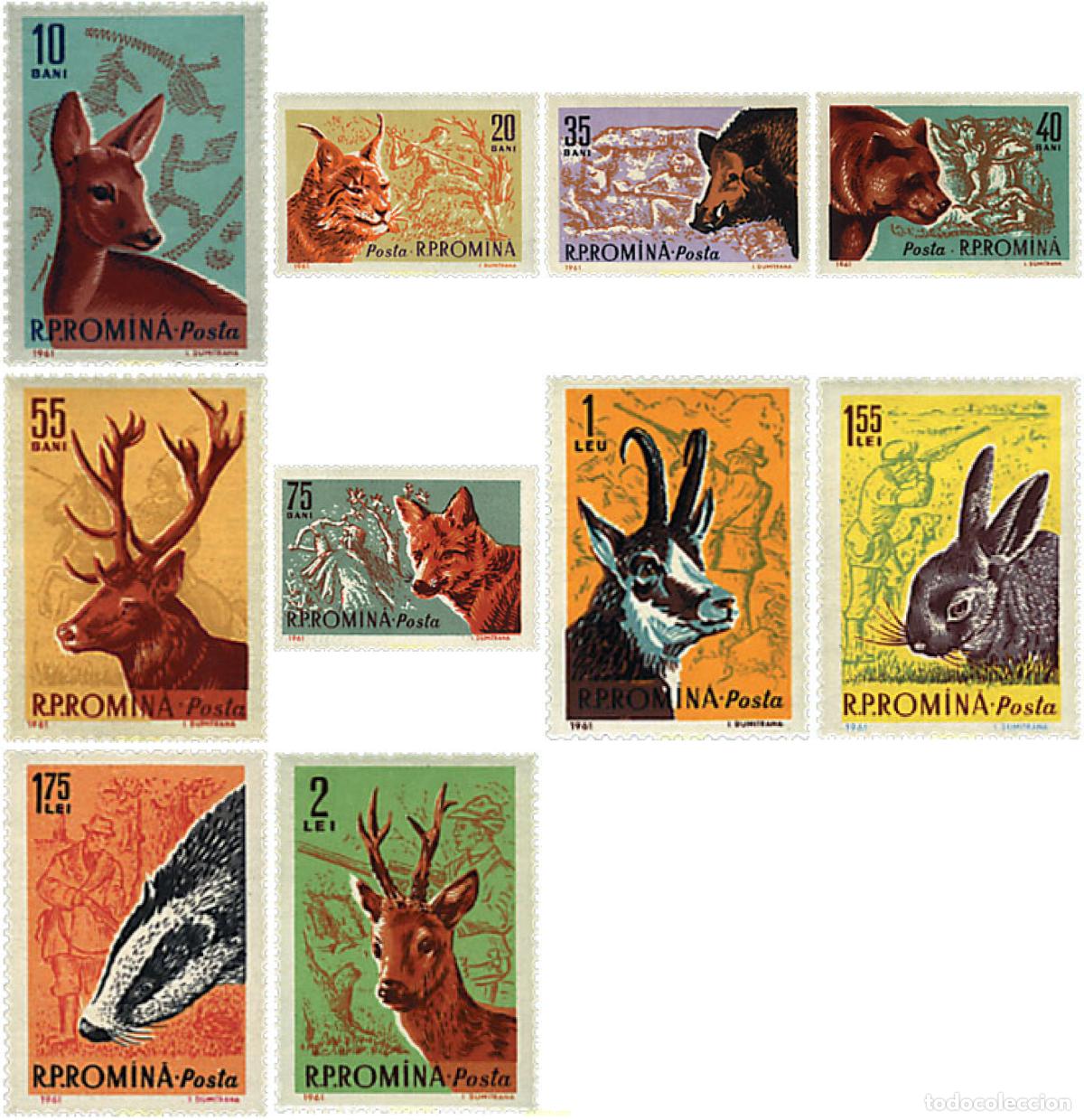 Sellos: 212987 MNH RUMANIA 1961 ANIMALES DE CAZA