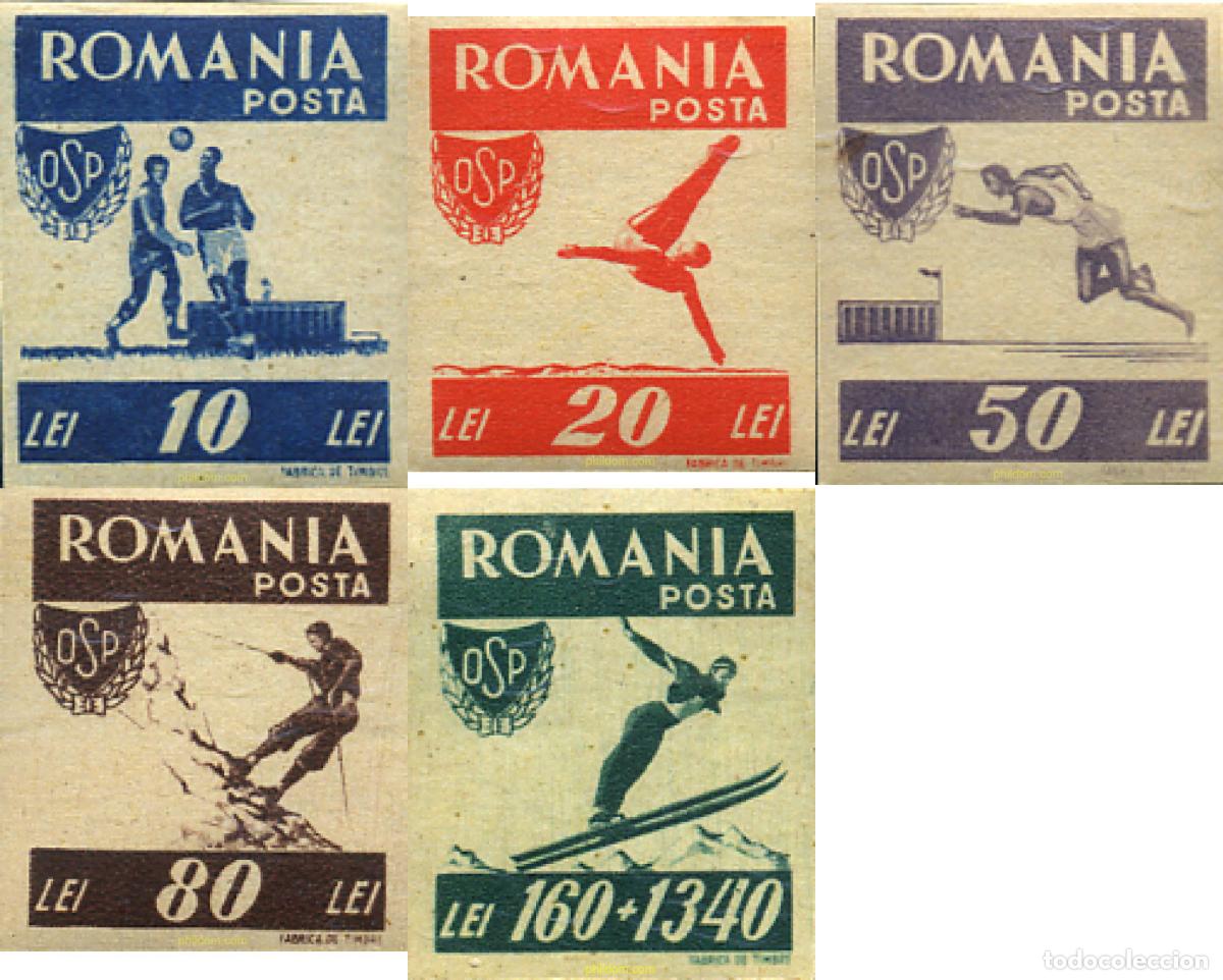Sellos: 18572 MNH RUMANIA 1946 A BENEFICIO DE LA ORGANIZACION DEL DEPORTE POPULAR.