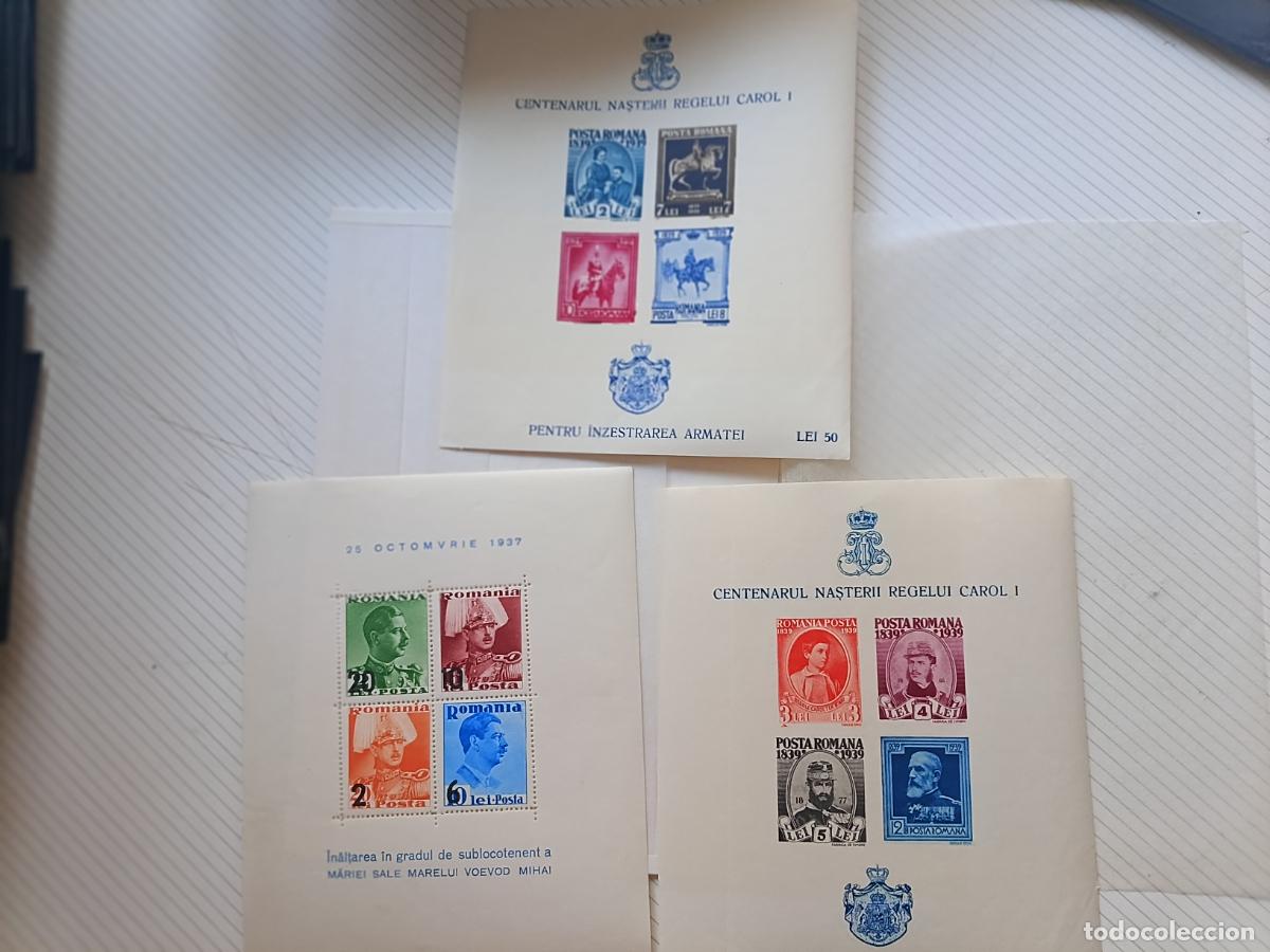 Sellos: 3 HOJITAS NUEVAS SELLOS POSTALES RUMANIA 1939 100 Aniversario del Nacimiento del Rey Carol I