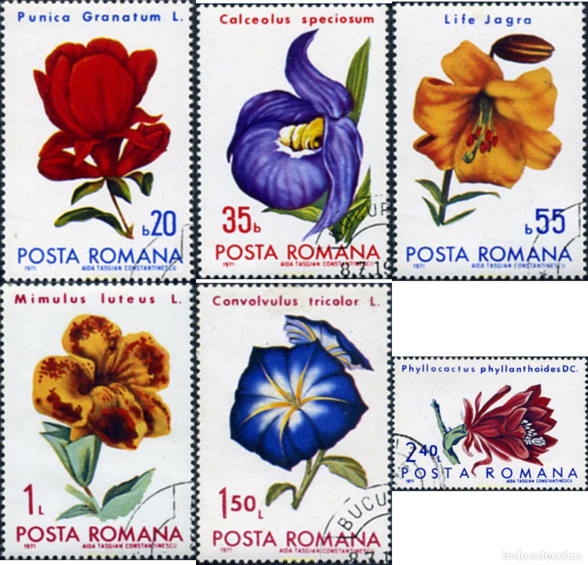 Sellos: 338893 USED RUMANIA 1971 FLORES CULTIVADAS