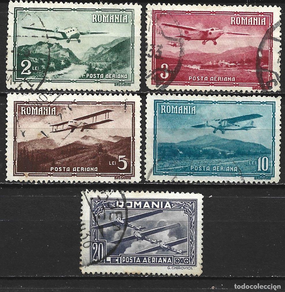 Sellos: RUMANIA CORREO AEREO YVERT NUM. 14/18 SERIE COMPLETA USADA