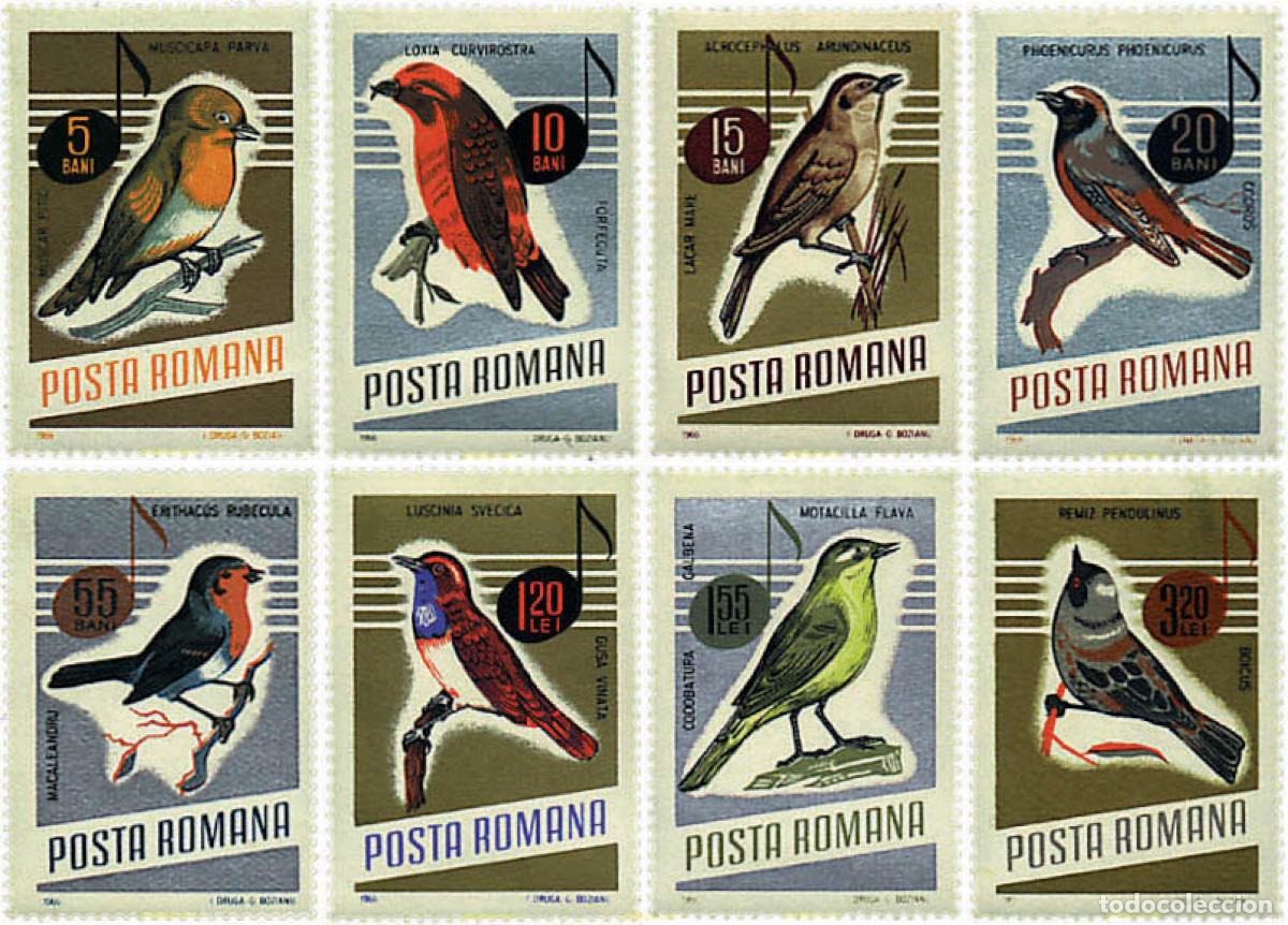 Sellos: 61929 MNH RUMANIA 1966 PAJAROS CANTORES