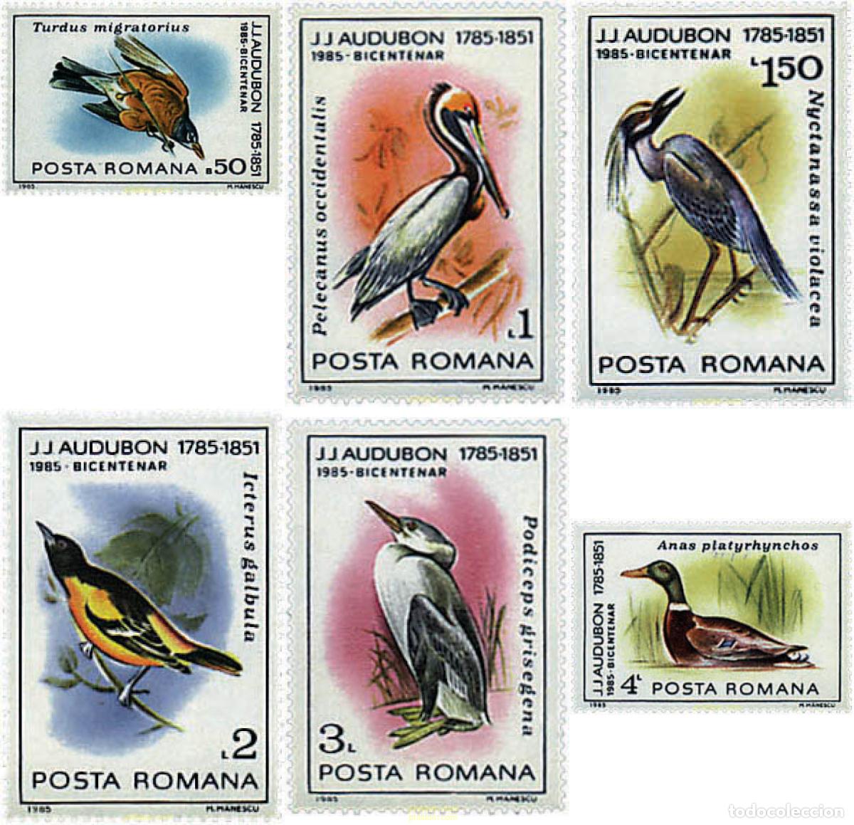 Sellos: 35770 MNH RUMANIA 1985 BICENTENARIO DEL NACIMIENTO DEL ORNITOLOGO J.J. AUDUBON
