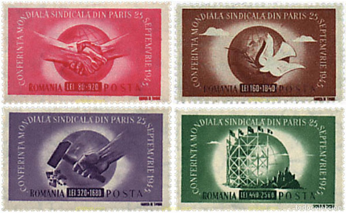 Sellos: 34948 MNH RUMANIA 1945 CONGRESO MUNDIAL SINDICAL DE PARIS