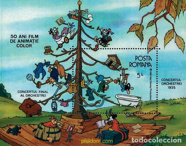 Sellos: 48242 MNH RUMANIA 1986 50 ANIVERSARIO DE LA PRIMERA PELICULA ANIMADA EN COLOR