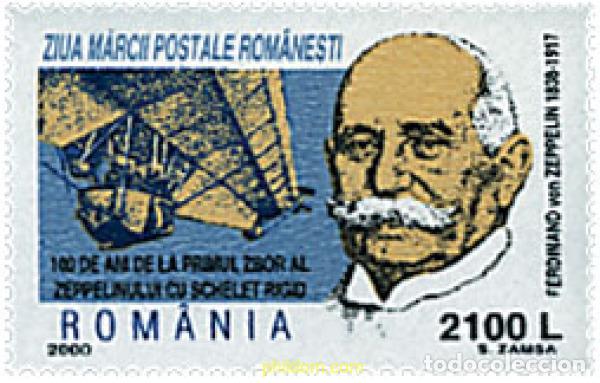 Sellos: 62558 MNH RUMANIA 2000 CENTENARIO DEL PRIMER VUELO DE UN ZEPPELIN