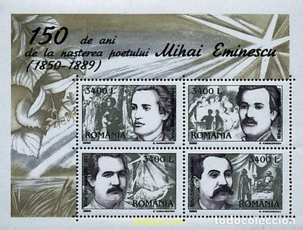 Sellos: 69960 MNH RUMANIA 2000 150 ANIVERSARIO DEL NACIMIENTO DE MIHAI EMINESCU