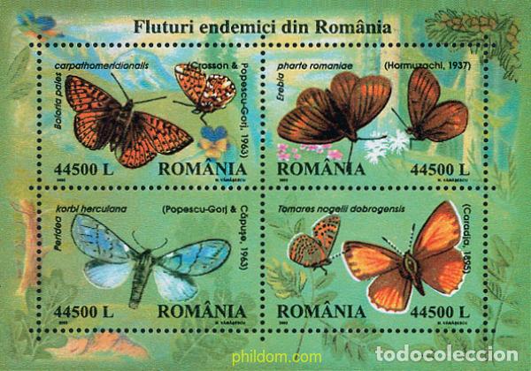 Sellos: 101714 MNH RUMANIA 2002 MARIPOSAS ENDEMICAS DE RUMANIA