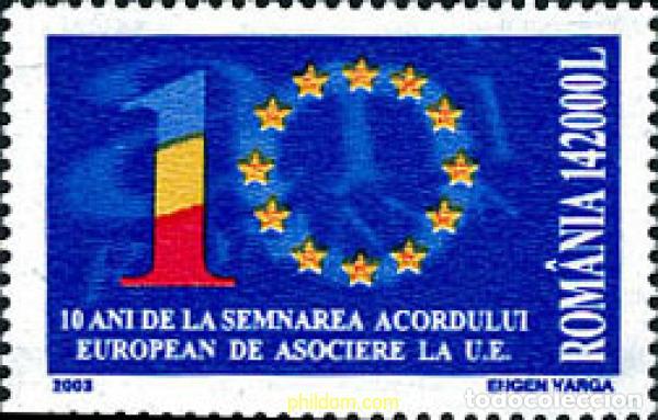 Sellos: 121404 MNH RUMANIA 2003 10 ANIVERSARIO DE LA ADHESION A LA UNION EUROPEA