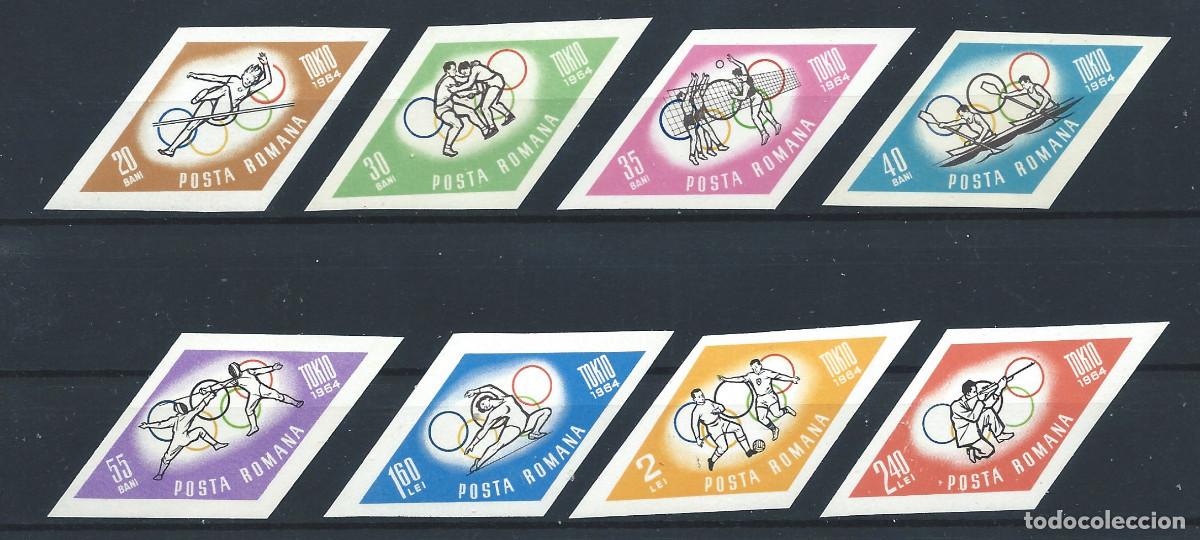 Sellos: Roumanie N&deg;2032/39** (MNH) 1964 N. Dentel&eacute; - J.O de Tokyo