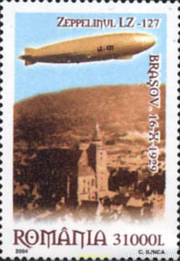 Sellos: 153467 MNH RUMANIA 2004 75 ANIVERSARIO DEL VUELO DEL ZEPPELIN SOBRE BRASOV