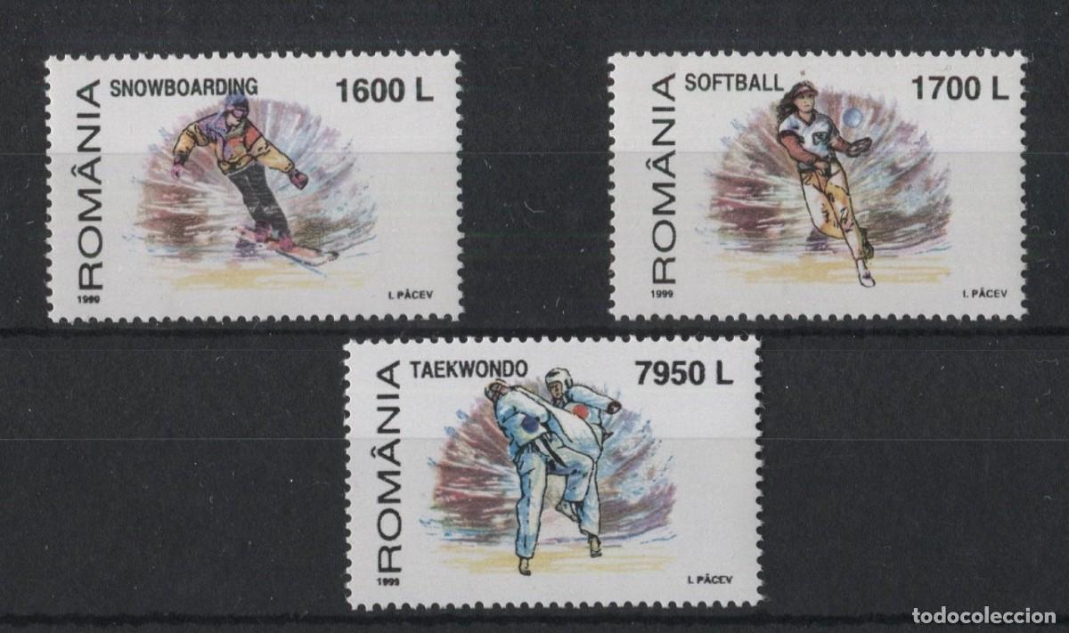 Sellos: RUMANIA 1999 SERIE 3 STAMPS MNH TAEKWONDO SNOWBOARDING SNOWBOARD SOFTBALL SOFBOL SPORTS DEPORTES