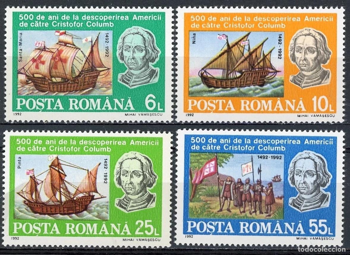 Sellos: Rumania 1992 Ivert 4020/3 *** 500&ordm; Aniversario del Descubrimiento de Am&eacute;rica por Crist&oacute;bal Colon
