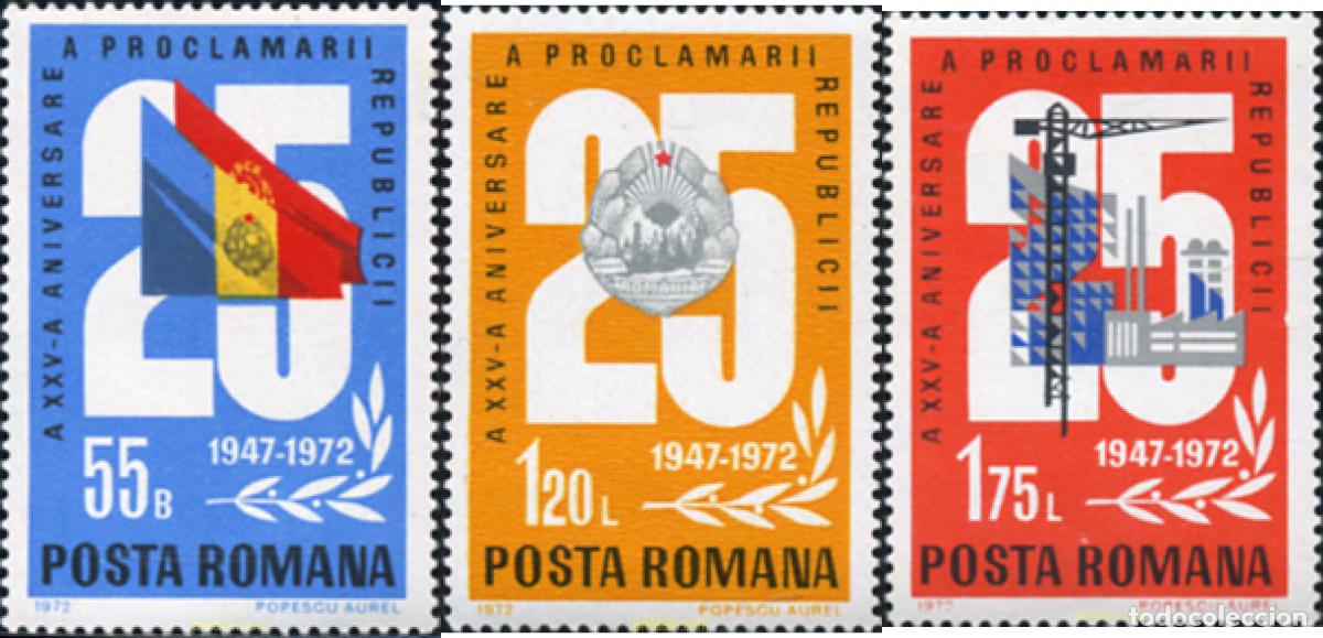 Sellos: 168773 MNH RUMANIA 1972 25 ANIVERSARIO DE LA PROCLAMACION DE LA REPUBLICA