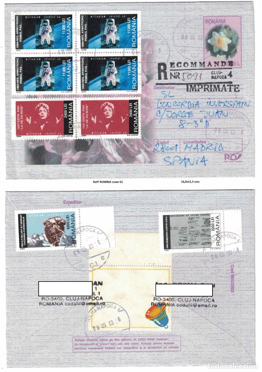 Sellos: Sobre remitido certificado desde Rumania a Madrid