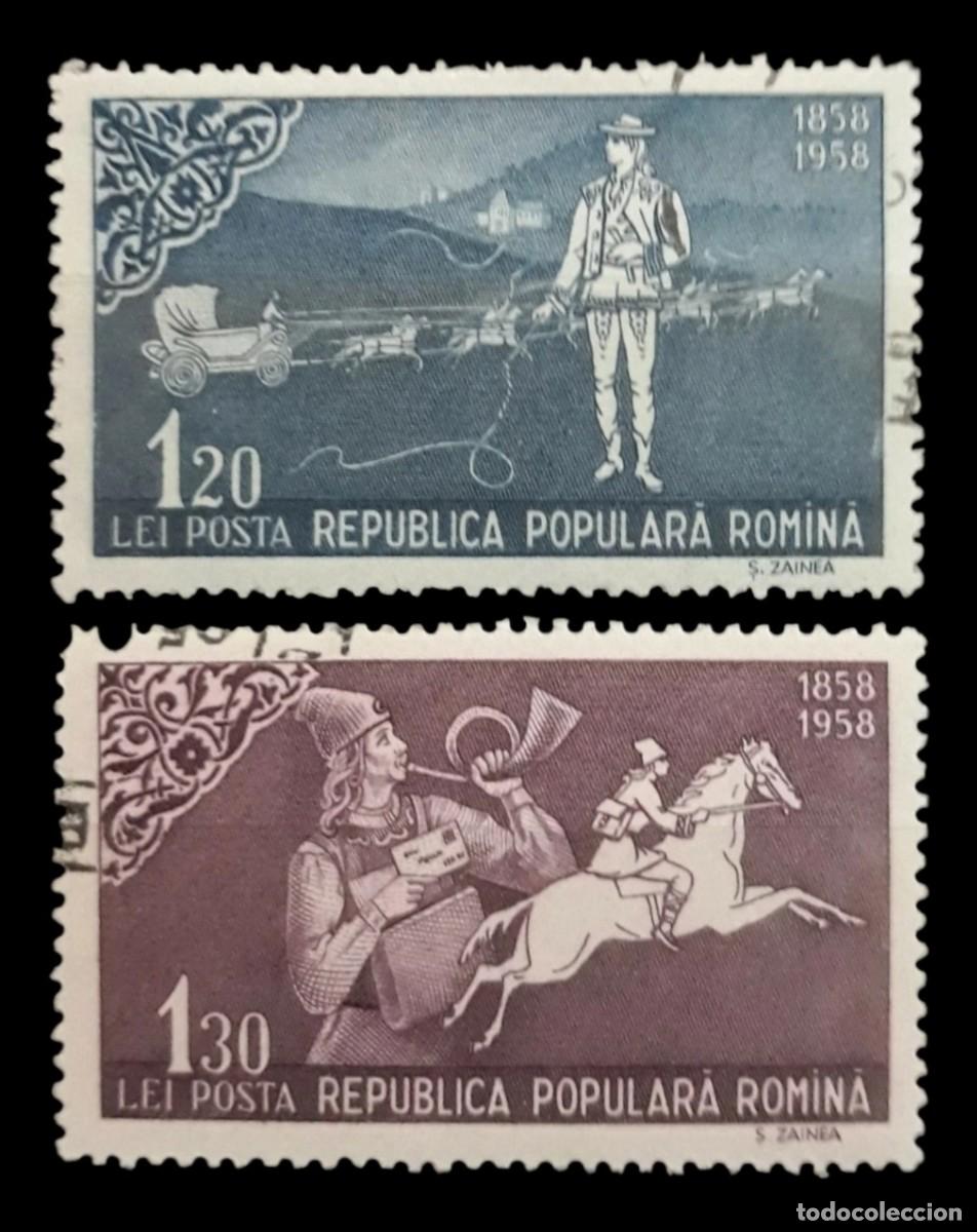 Sellos: RUMANIA 1958 Caballos - Centenario del sello rumano. USADO.