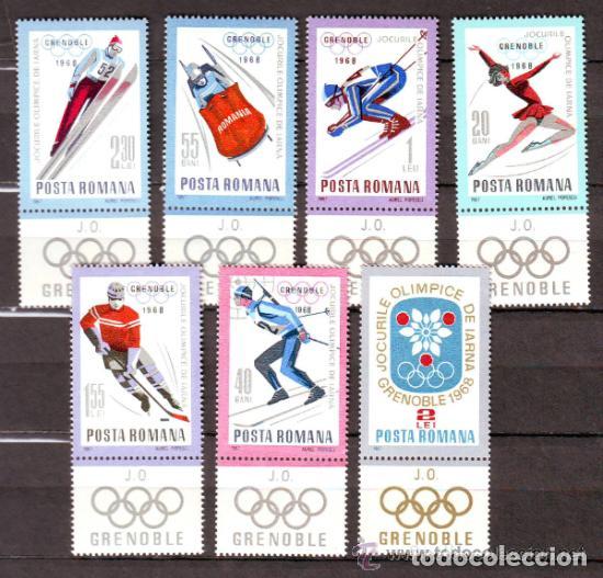 Sellos: Rumania 1967 Ivert 2329/35 *** Juegos Ol&iacute;mpicos de Invierno en GRENOBLE - Deportes