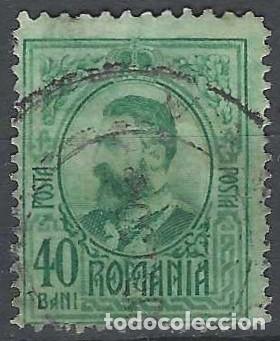 Sellos: RUMAN&Iacute;A 1908 - REY CARLOL I, 40B VERDE AZULADO - USADO