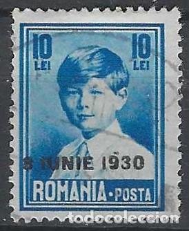 Sellos: RUMAN&Iacute;A 1930 - REY MIGUEL, 10L AZUL, SOBRECARGADO &rdquo;8 JUNIE 1930&rdquo; - USADO