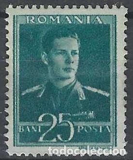 Sellos: RUMAN&Iacute;A 1940-42 - REY MIGUEL, 25B VERDE OSCURO - MH*