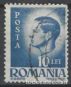 Sellos: RUMAN&Iacute;A 1946-47 - REY MIGUEL I, 10L AZUL - USADO