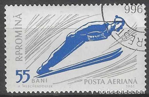 Sellos: RUMAN&Iacute;A 1961 - DEPORTES ALPINOS, SALTOS DE ESQU&Iacute;, A&Eacute;REO - USADO