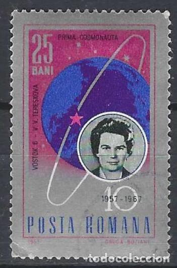 Sellos: RUMAN&Iacute;A 1967 - 10&ordm; ANIV. DE CONQUISTAS ESPACIALES, VALENTINA TERESCHKOVA - USADO