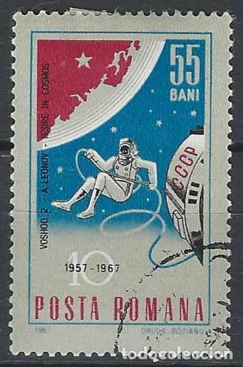 Sellos: RUMAN&Iacute;A 1967 - 10&ordm; ANIV. DE CONQUISTAS ESPACIALES, ALEXEI LEONOV - USADO