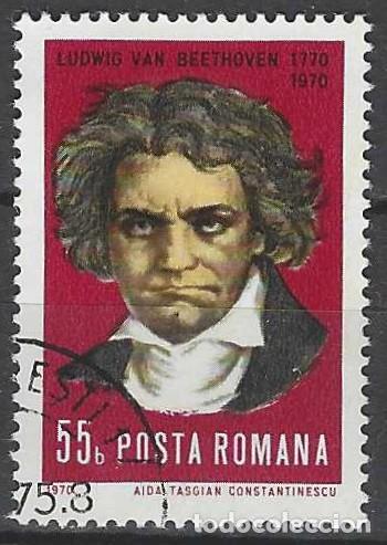 Sellos: RUMAN&Iacute;A 1970 - BICENTENARIO DEL NACIMIENTO DE BEETHOVEN - USADO