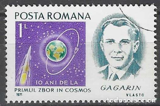 Sellos: RUMAN&Iacute;A 1971 - PERSONAJES, YURI GAGARIN - USADO