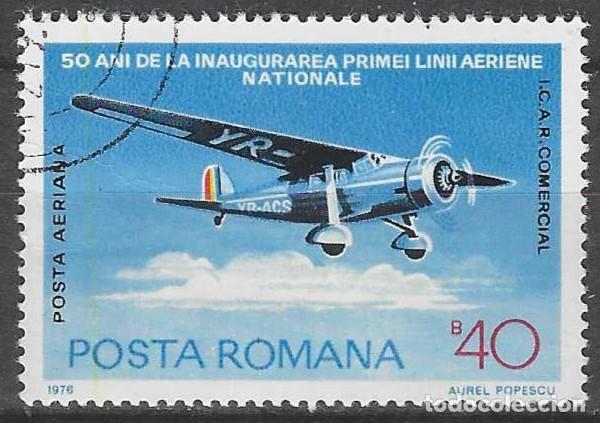 Sellos: RUMAN&Iacute;A 1976 - 50&ordm; ANIV. DE LAS L&Iacute;NEAS A&Eacute;REAS RUMANAS, I.C.A.R. COMERCIAL, A&Eacute;REO - USADO