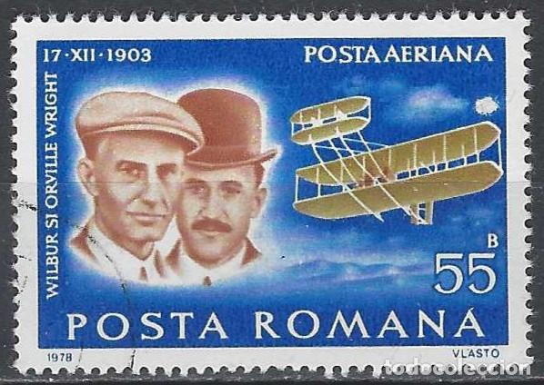 Sellos: RUMAN&Iacute;A 1978 - PIONEROS DE LA AVIACI&Oacute;N, HERMANOS WRIGHT, A&Eacute;REO - USADO