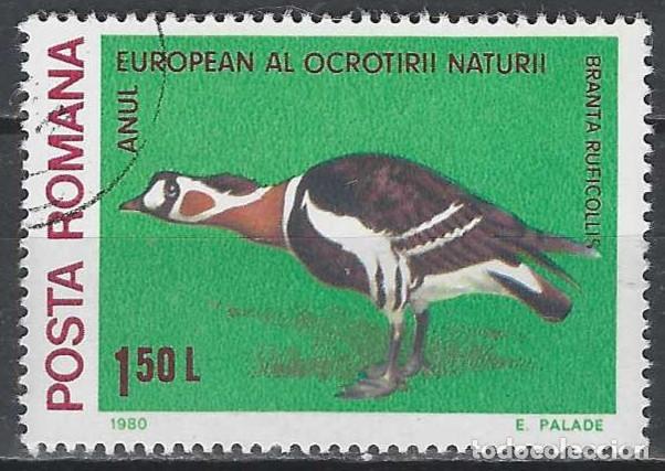 Sellos: RUMAN&Iacute;A 1980 - A&Ntilde;O EUROPEO DE LA CONSERVACI&Oacute;N DE LA NATURALEZA, BARNACLA CUELLIROJA - USADO