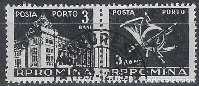 Sellos: RUMAN&Iacute;A 19557 - S. FRANQUEO, 3B NEGRO EN PAR UNIDO - USADOS