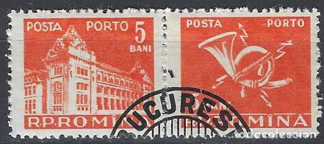 Sellos: RUMAN&Iacute;A 19557 - S. FRANQUEO, 5B NARANJA EN PAR UNIDO - USADOS