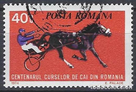 Sellos: RUMAN&Iacute;A 1974 - CARRERAS DE CABALLOS - USADO