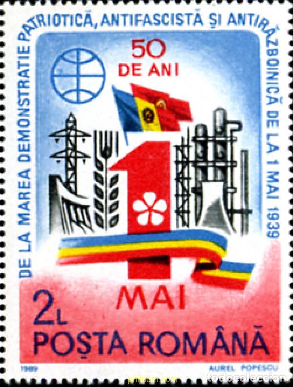 Sellos: 173896 MNH RUMANIA 1989 50 CENTENARIO DEL PRIMER MAYO 1939