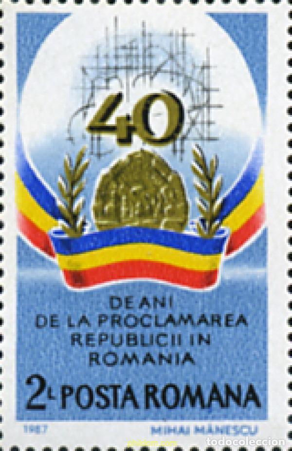 Sellos: 173886 MNH RUMANIA 1987 40 ANIVERSARIO DE LA PROCLAMACION DE LA REPUBLICA